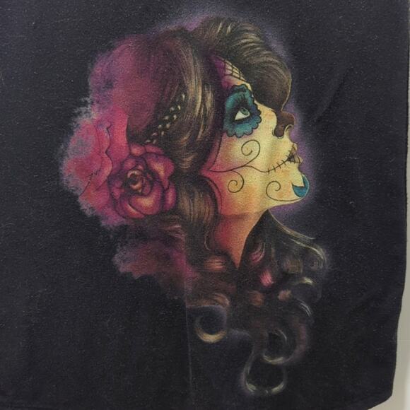 Black Matter Hot Topic Día De Los Muertos Graphic Tank Top Black Women's size S - Picture 2 of 5